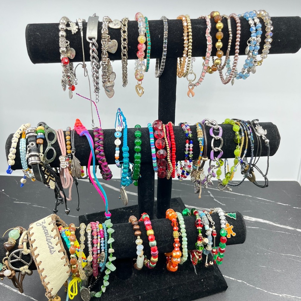 Bulk Wearable Jewelry Lot 70 Pcs Mixed Fashion Bracelets Assorted Styles Resale